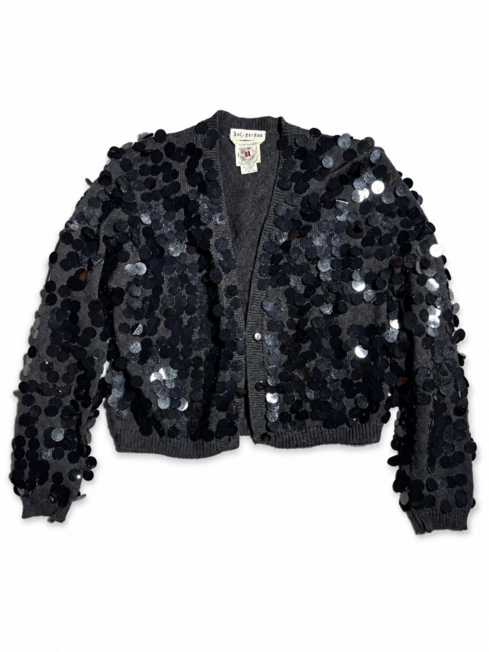 But, Gordon Black Sequin Paillette Cardigan Sweater Size M Women'